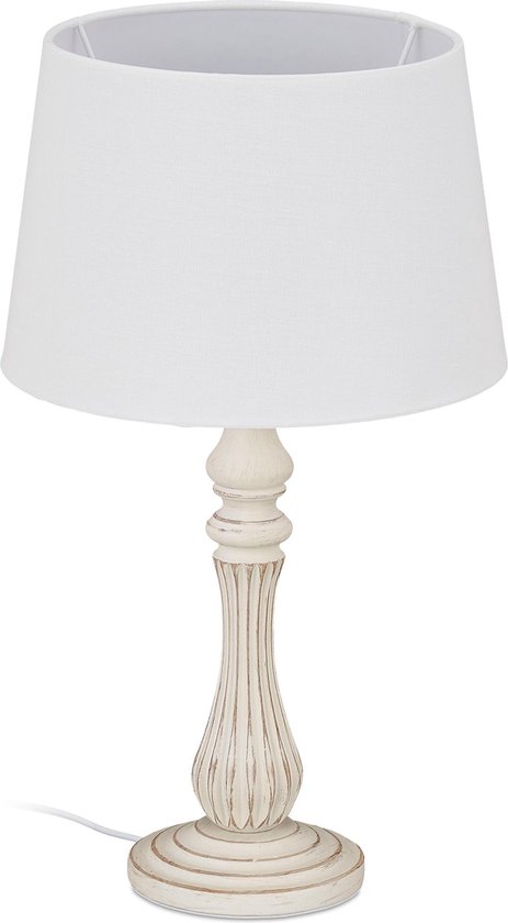 Relaxdays schemerlamp landelijk - tafellamp - nachtlampje volwassenen - E14  fitting - wit | bol.com