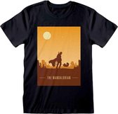 Star Wars : Mandalorian, The - Retro Poster Unisex T-Shirt Zwart