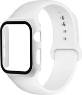 Shop4 - Bandje met Case voor Apple Watch 5 40mm - Siliconen Wit