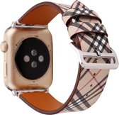 Apple Watch leren bandje Lattice met klassieke zilverkleurige gesp 38mm-40mm beige - zwart - rood Watchbands-shop.nl