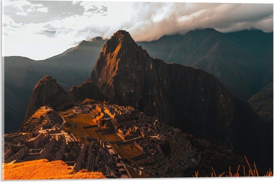 Acrylglas - Machu Picchu Berg- Peru - 60x40cm Foto op Acrylglas (Met Ophangsysteem)