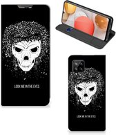 Telefoonhoesje met Tekst Geschikt voor Samsung Galaxy A42 Bookstyle Case Skull Hair