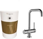 Wiesbaden Calda Kokendwaterkraan Boiler 8l En Piazza 3-in-1 Kraan Draaibare Uitloop 2 Greeps RVS Chroom