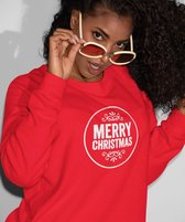 Kersttrui Rood Merry Christmas Round - Maat 2XL - Kerstkleding voor dames & heren