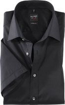 OLYMP Level 5 body fit overhemd - korte mouwen - zwart - Strijkvriendelijk - Boordmaat: 38