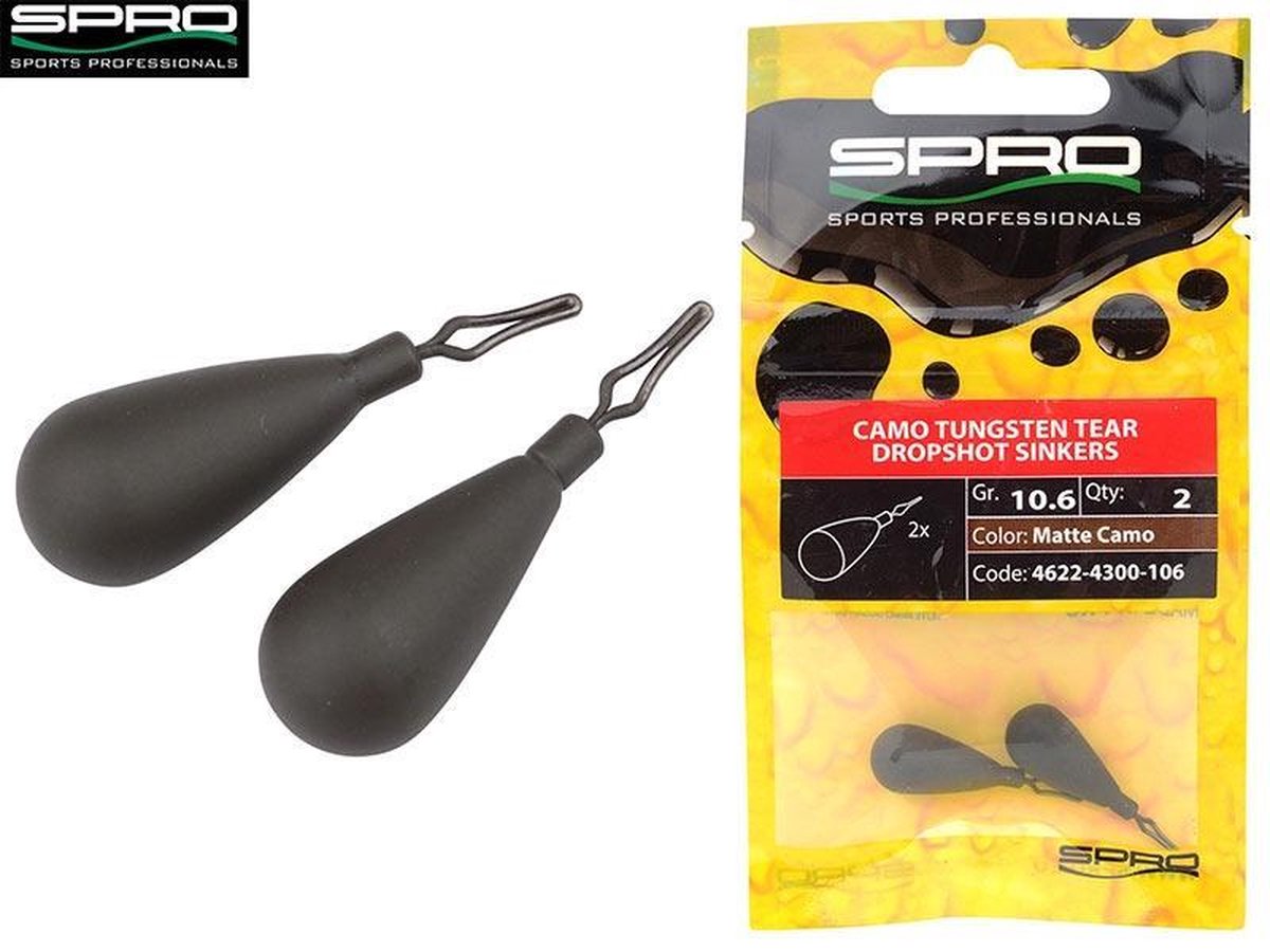 Spro Tungsten Tear Drop Weight - 7.2 gram - matte green