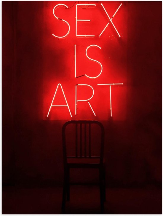 Poster – ''Sex is Art'' Rode Letters met Stoel - 30x40cm Foto op Posterpapier
