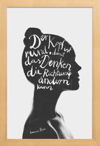 JUNIQE - Poster in houten lijst Denken -40x60 /Wit & Zwart