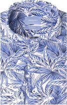 Tresanti Heren Overhemd Wit Met Blauwe Blader Print Cutaway Tailored Fit - 45