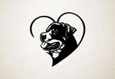 Wanddecoratie - Hond - Rottweiler 16 - M - 60x61cm - Zwart - muurdecoratie - Line Art