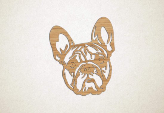 Wanddecoratie - Hond - Franse Bulldog 4 - M - 72x60cm - Eiken - muurdecoratie - Line Art