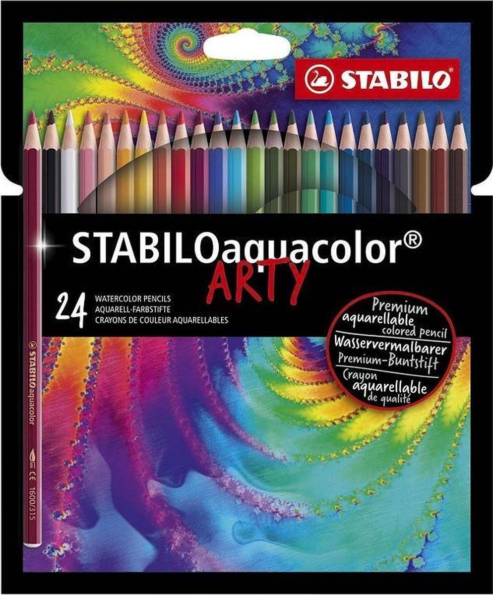 STABILO Aquacolor - Premium Aquarel Kleurpotlood - ARTY etui 24 Kleuren