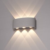 HOFTRONIC™ Dimbare LED Wandlamp Grijs - 6 Watt - Tulsa - 3000K - Tweezijdig oplichtend - IP54 Waterbestendig