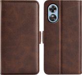 Oppo A17 Hoesje - MobyDefend Luxe Wallet Book Case (Sluiting Zijkant) - Bruin - GSM Hoesje - Telefoonhoesje Geschikt Voor Oppo A17