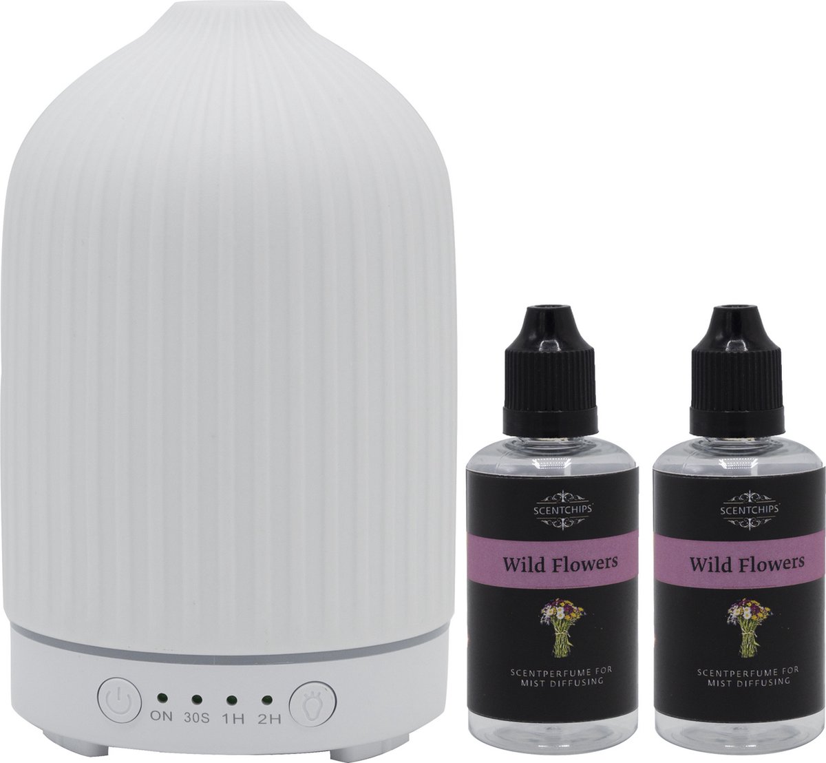 Scentchips® Cadeauset Aroma Diffuser Pure White & 2x 50 ml Perfume Wild Flowers