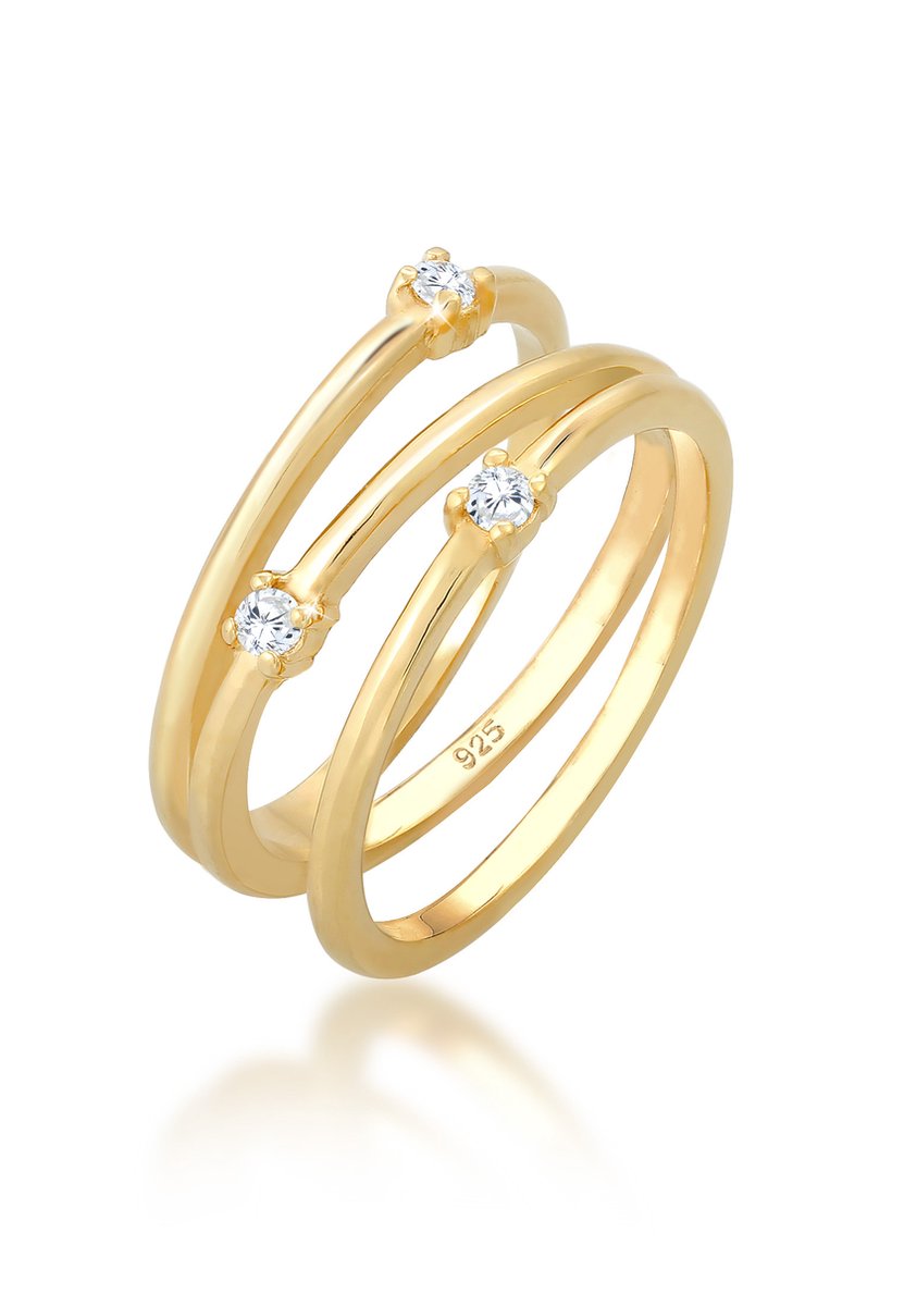 Elli - Ring - Dames Wikkel Filigraan Elegant met vergulde Zirkoniakristallen in 925 Sterling Zilver - Dames