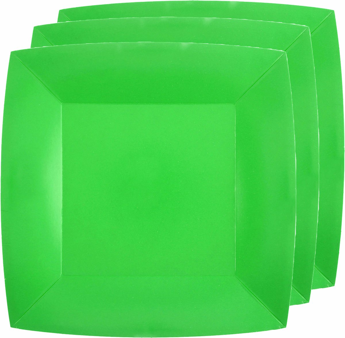 Santex Feest gebaksbordjes - felgroen - 20x - karton - 18 cm - vierkant - kartonnen feestbordjes
