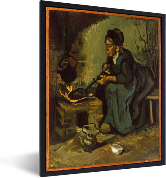 Fotolijst incl. Poster - Boerin kookt bij een open haard - Vincent van Gogh - 30x40 cm - Posterlijst