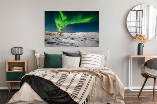 Aurores boréales au-dessus d'un paysage d'hiver papier affiche 120x80 cm - Tirage photo sur Poster (décoration murale salon / chambre) / Phénomènes naturels Poster