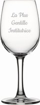 Witte wijnglas gegraveerd - 26cl - La Plus Gentille Institutrice