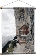 WallClassics - Textielposter - Huisje op de Noordelijke top van Appenzeller Alpen - 60x80 cm Foto op Textiel