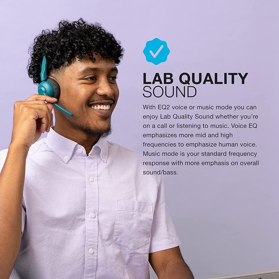 JLab Go Work Pop Headset met Microfoon - Draadloze Headset Bluetooth - Noise Cancelling Microfoon - 50 Uur Speeltijd - Groen
