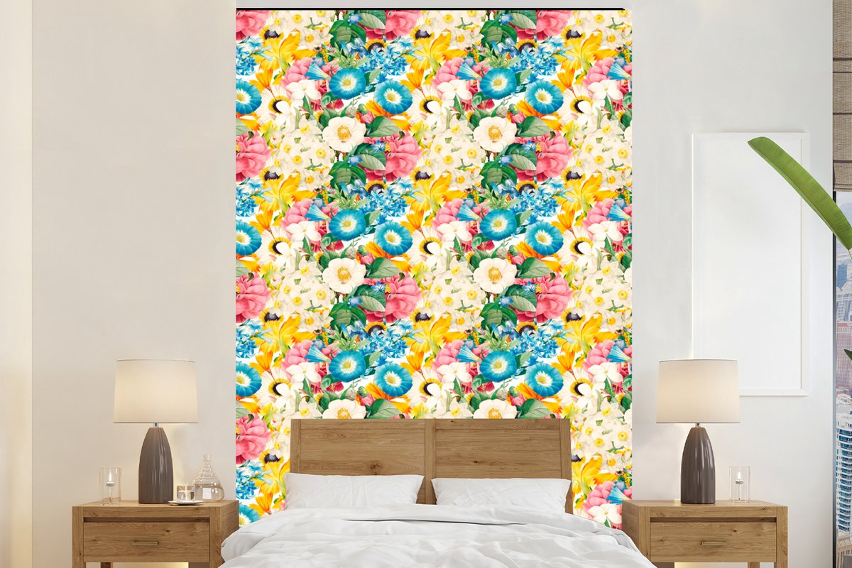 Behang - Fotobehang Bloemen - Lente - Collage - Breedte 180 cm x hoogte 280 cm