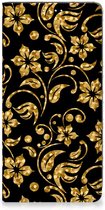 Bookcase Cadeau voor Oma Geschikt voor Samsung Galaxy S23 Telefoonhoesje Gouden Bloemen