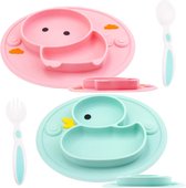 Put plates with compartments - Silicone Baby Board / Non-Slip Kids Placemat with Suction Cups - Self-Feeding Training