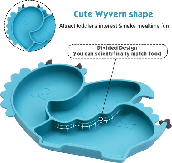 Elk And Friends Assiettes Compartimentées En Pour Enfants De 19 8 Cm Avec En Silicone Convient Aux Bebes Aux Enfants Et Aux Tout Petits Passe Au Micro Ondes Et Au Lave Vaisselle