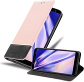 Cadorabo Hoesje voor Samsung Galaxy A6 PLUS 2018 in ROSE GOUD ZWART - Beschermhoes met magnetische sluiting, standfunctie en kaartvakje Book Case Cover Etui