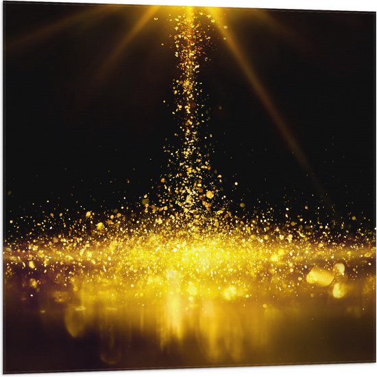 Vlag - Gouden Glitters in Donkerkleurige Omgeving - 80x80 cm Foto op Polyester Vlag