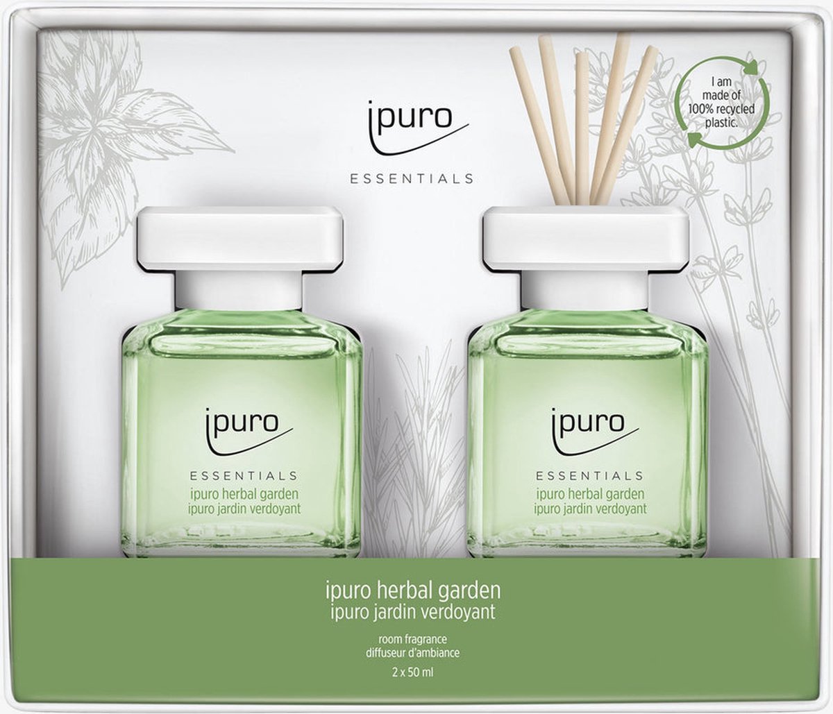 ipuro ESSENTIALS Herbal Garden geurverspreider Geurfles Groen, Wit