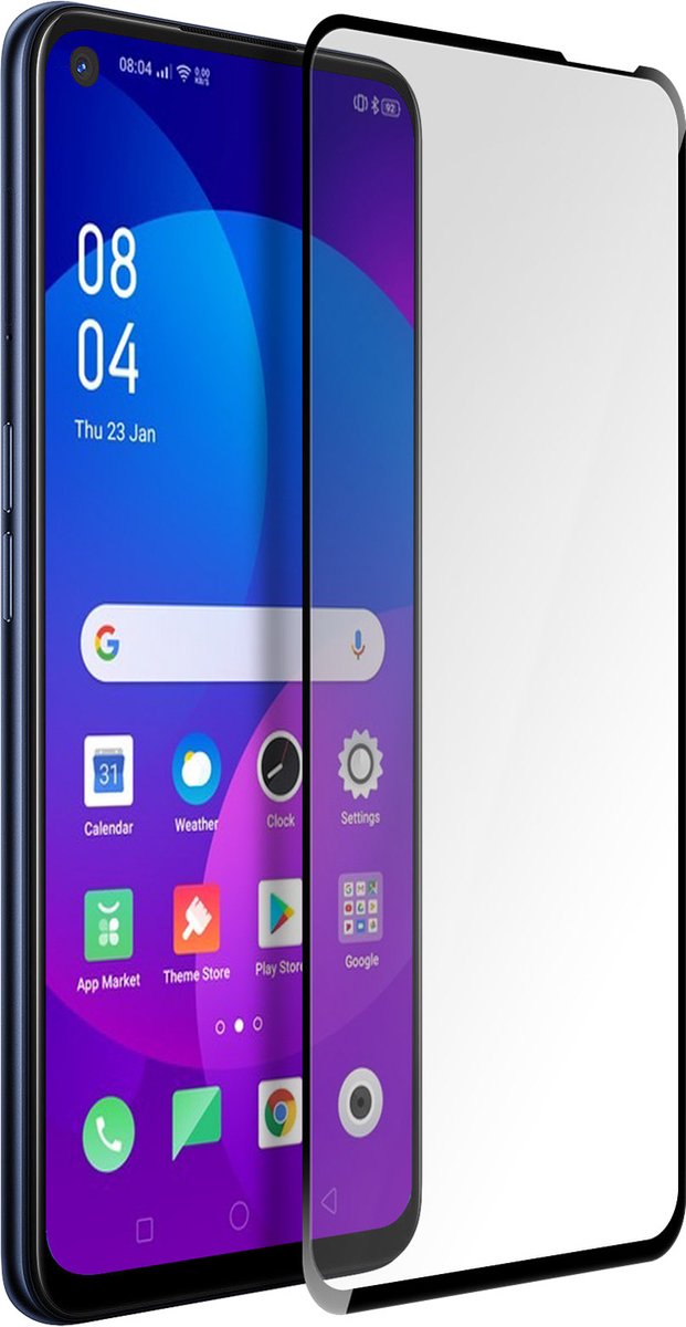 Geschikt voor Oppo A72/A52 gehard glas 9H volledige hechting afgeschuinde rand zwart
