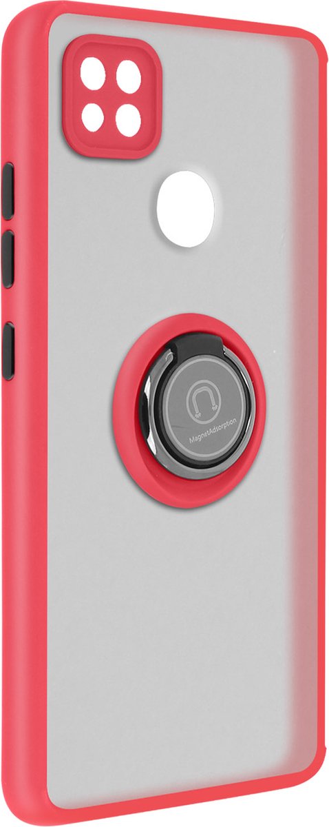 Geschikt voor Xiaomi Redmi 9C Bi-materiaal Case Ring Video-Ondersteuning rood