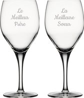 Witte wijnglas gegraveerd - 34cl - Le Meilleur Frère & La Meilleure Soeur