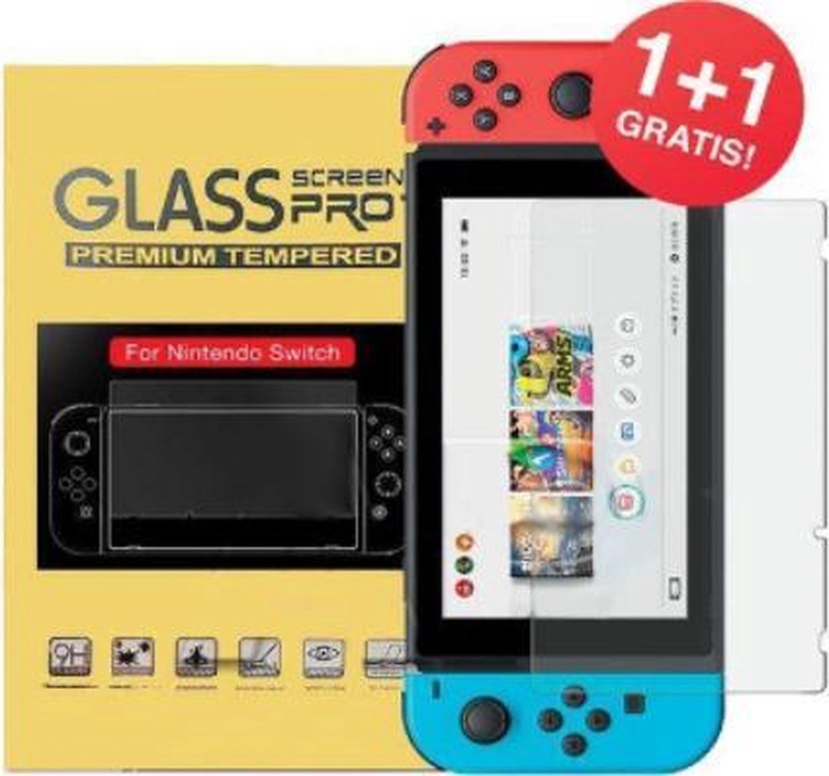 Knaak Screen Protector geschikt voor Nintendo Switch - 9H Gehard Glas - 2 stuks