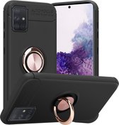 Cadorabo Hoesje geschikt voor Samsung Galaxy A71 5G in ZWART - ROSE GOUD - Beschermhoes met focusring van TPU Case Cover siliconen