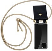 Cadorabo Hoesje geschikt voor Apple iPhone 11 PRO MAX in GLANZEND BRUIN - Silicone Mobiele telefoon ketting beschermhoes met gouden ringen, koordriem en afneembare etui