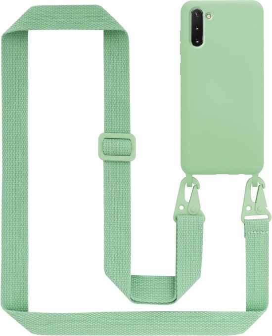 Cadorabo Chaîne de téléphone portable adaptée au Samsung Galaxy NOTE 10 en LIQUID LIGHT GREEN - Étui de protection en silicone avec cordon réglable en longueur