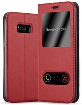 Cadorabo Hoesje voor Samsung Galaxy S8 in SAFRAN ROOD - Beschermhoes met magnetische sluiting, standfunctie en 2 kijkvensters Book Case Cover Etui