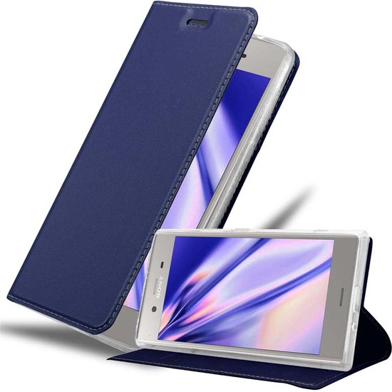 Coque Cadorabo pour Sony Xperia XZ1 en CLASSY DARK BLUE - Coque de protection avec fermeture magnétique