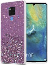 Cadorabo Hoesje voor Huawei MATE 20 in Paars met Glitter - Beschermhoes van flexibel TPU silicone met fonkelende glitters Case Cover Etui