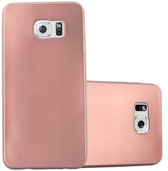 Cadorabo Hoesje geschikt voor Samsung Galaxy S6 EDGE in METALLIC ROSE GOUD - Beschermhoes gemaakt van flexibel TPU silicone Case Cover