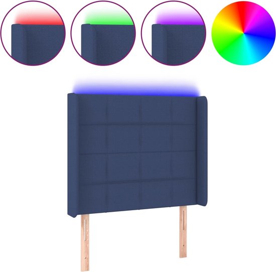 vidaXL-Hoofdbord-LED-103x16x118/128-cm-stof-blauw