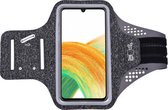 Hoesje Geschikt voor Samsung Galaxy A33 hardloop telefoonhouder – armband - sportband - van stof - Zwart