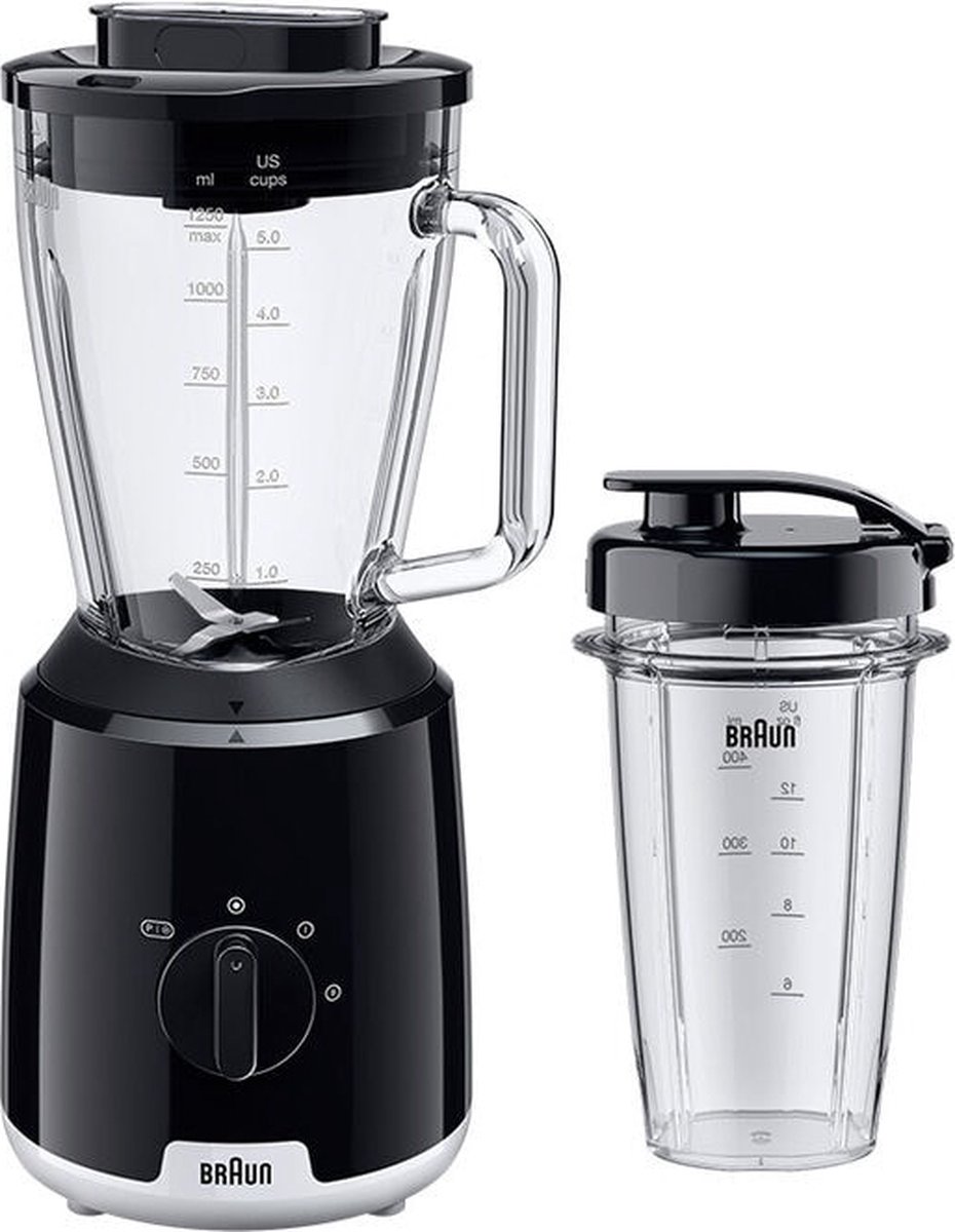 Braun JB1051, Blender voor op aanrecht, 1,25 l, Pulse function, IJs-crusher, 0,9 m, 600 W