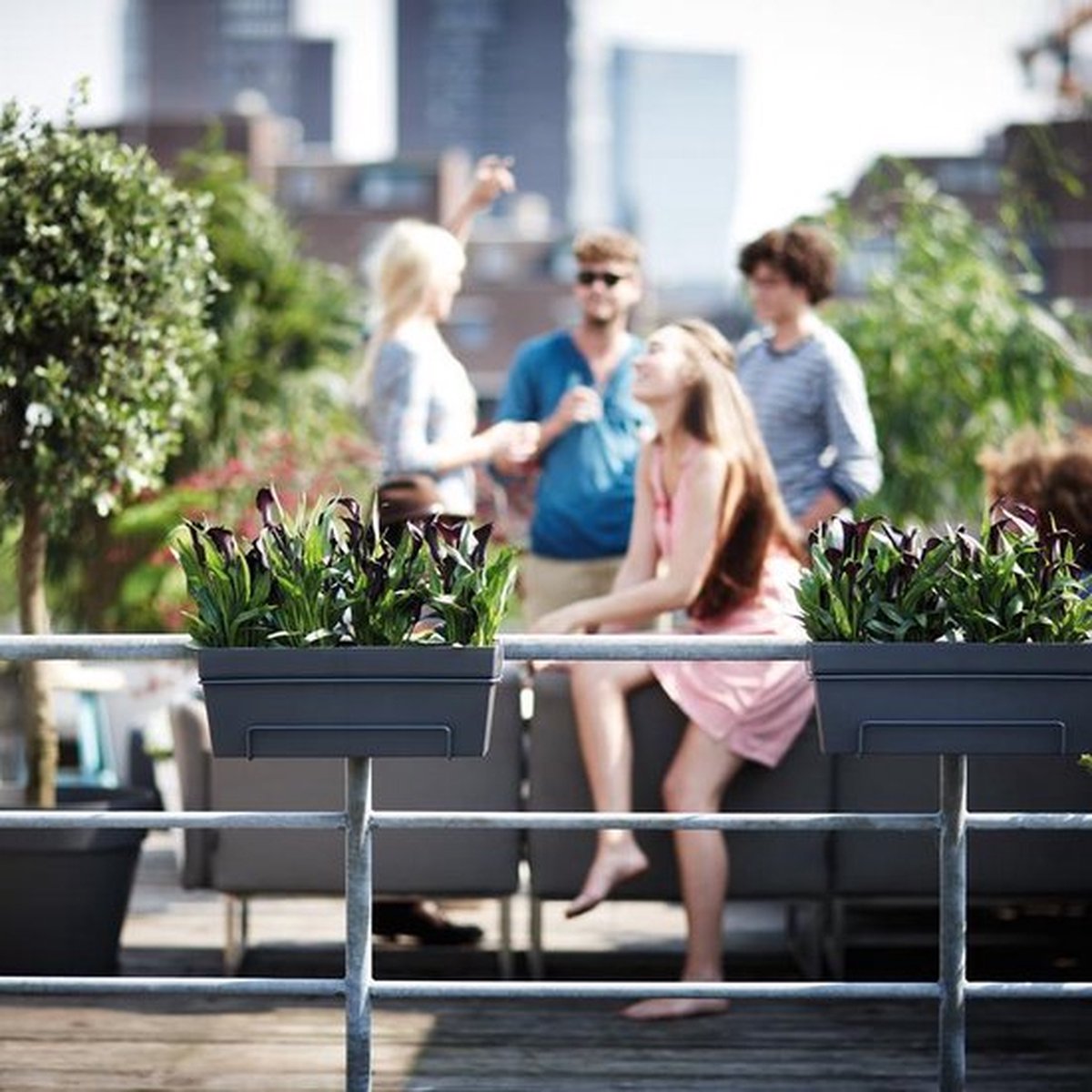 Elho Loft Urban Balcony Planter Allin1 50 - For Outdoor Balcony