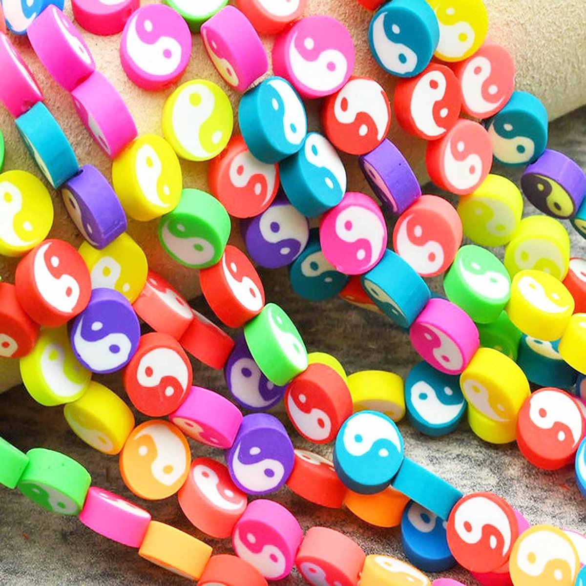 Knaak Yin & Yang Kralen - 50 Stuks - Multicolor - 10 mm - Polymeer Klei