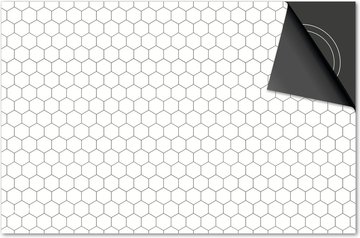 Inductie beschermer 60x60 - afdekplaat inductie mat - Dietrix Kookplaat beschermer - DELUXE - Hexagon - Hexagon creme zwarte lijen